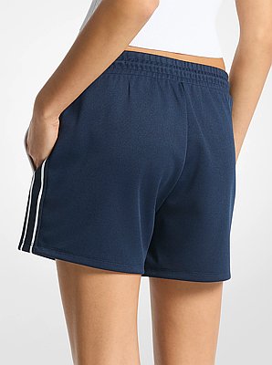 Shorts sportivi in piqu&eacute; con logo e bordo a contrasto