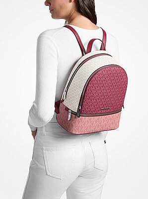 Rhea Medium Color-Block Signature Logo Backpack