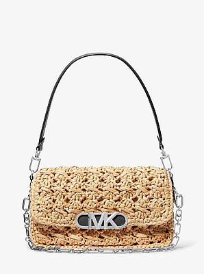 Bolso de hombro Parker mediano de rafia tejida