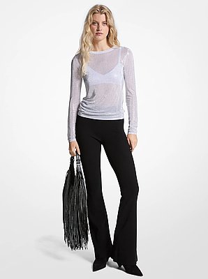 Top in mesh con decorazioni