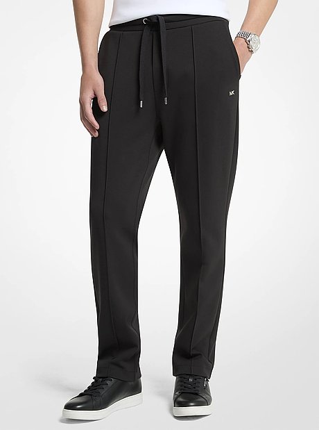 Cotton Blend Drawstring Track Pants