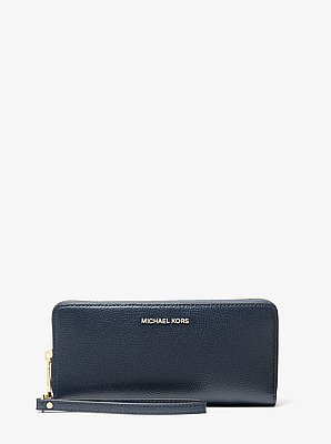 Cartera continental Jet Set Travel grande de piel granulada