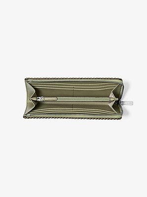 Grand portefeuille Jet Set &agrave; fermeture &eacute;clair un quart en cuir grain&eacute;