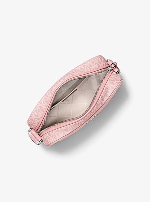 Jet Set Large Signature Logo Print Woven Crossbody Bag