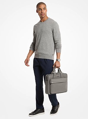 Pacey Medium Pebbled Leather Pocket Briefcase