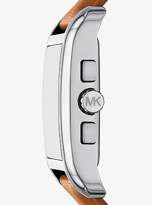 Monroe Silver-Tone and Leather Watch