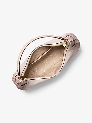 Preston Large Suede and Signature Logo Crescent Shoulder Bag