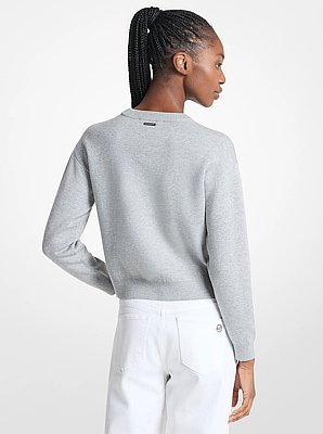 Embellished Logo Cotton Blend Sweater