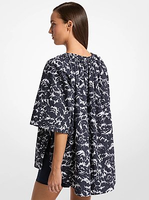 Floral Chin&eacute; Cotton Poplin Blouse