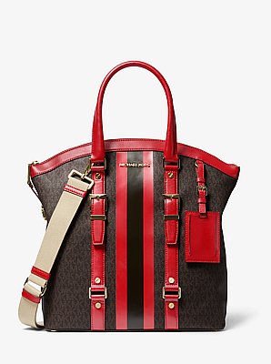 Bolso tote Bedford Travel grande tipo c&uacute;pula con rayas y logotipo