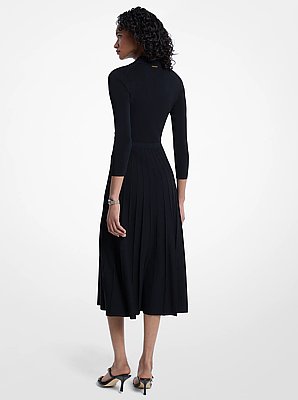 Stretch Knit Polo Sweater Dress