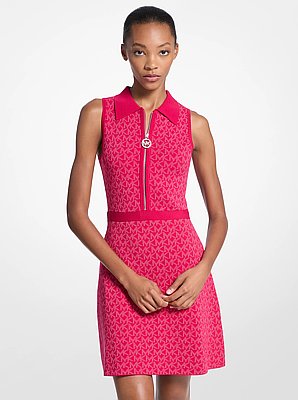 Logo Jacquard Zip-Up Dress