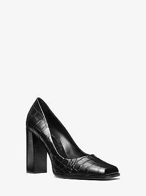 Jeanne Crocodile Embossed Leather Pump