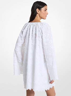 Floral Embroidered Cotton Voile Dress