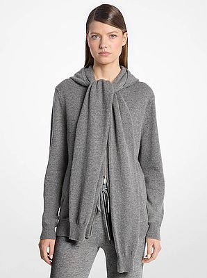 Scarf-Effect Cashmere Hoodie