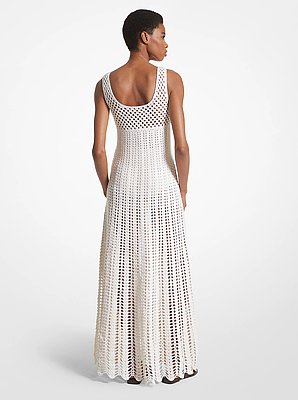 Vestido de tirantes de crochet de algod&oacute;n y cachemir tejido a mano