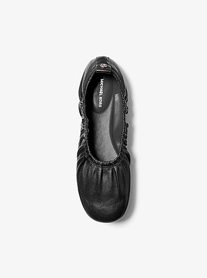 Bri Ruched Leather Ballet Flat