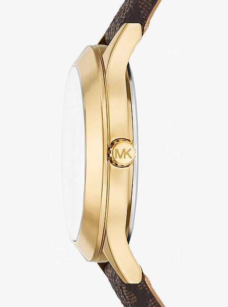Mini Aspyn Gold-Tone and Signature Logo Watch
