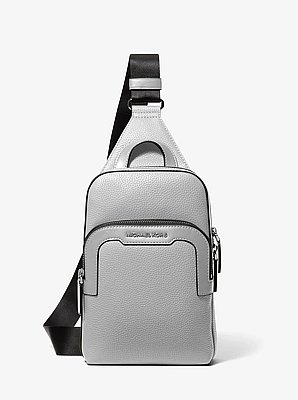 Bolso cruzado Hudson de piel granulada con doble cremallera