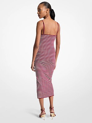 Striped Stretch Viscose Blend Midi Dress