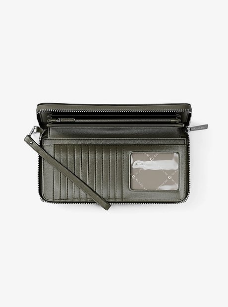 Cartera Continental grande de piel granulada