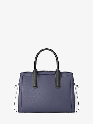 Bolso satchel Laila peque&ntilde;o de piel con bloque de color