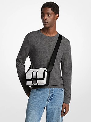 Cooper Medium Signature Logo Stripe Camera Crossbody Bag