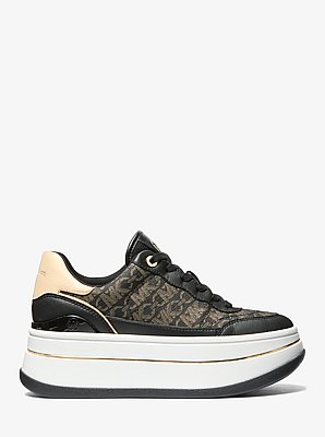 Hayes Metallic Empire Monogram and Leather Trainer