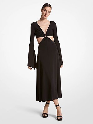 Robe &agrave; manches cloche en jersey mat extensible