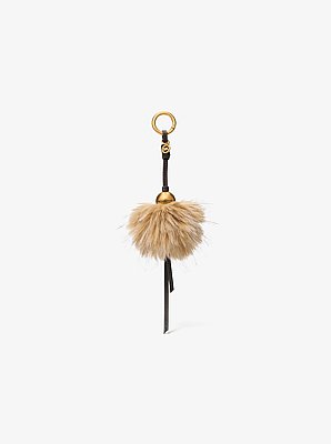 Gold-Tone Bead and Faux Fur Bag Charm