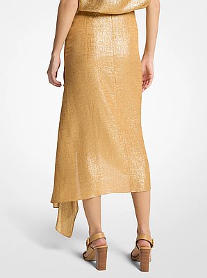 Silk Blend Georgette Lam&eacute; Cascade Skirt