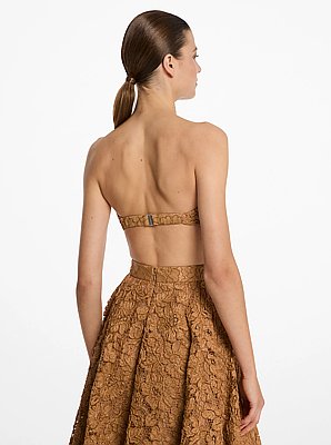 Top a fascia in pizzo floreale ricamato a mano