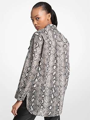 Snake Print Cotton Lawn Shirt