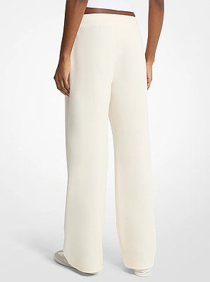 Pantalon &agrave; jambe large en tricot