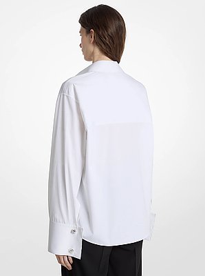 Frayed Cotton Poplin French Cuff Shirt