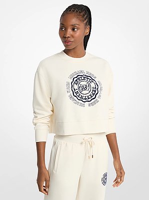 Graphic Logo Cotton Blend Cropped Sweatshirt