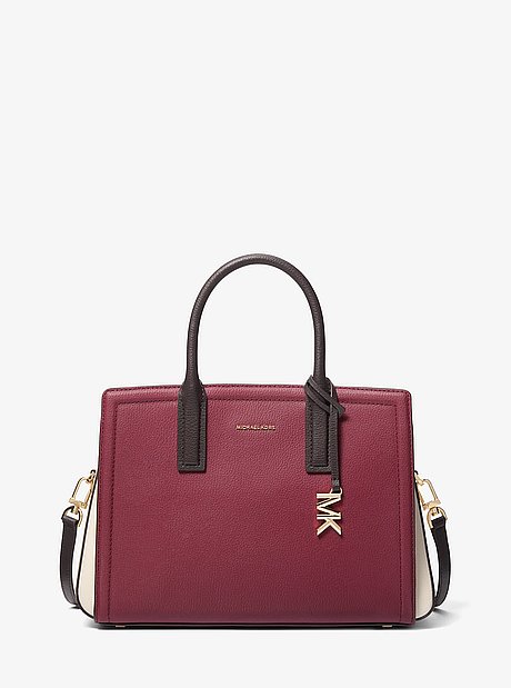 Laila Medium Color-Block Pebbled Leather Satchel