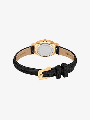 Petite Maude Gold-Tone and Lizard Embossed Leather Watch