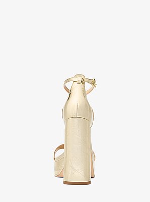 Cami Crackled Metallic Leather Platform Sandal