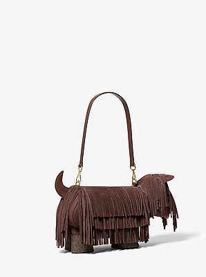 Scottie Dog Small Suede Shoulder Bag