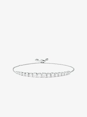 Pulsera de plata de ley con chapado en metal precioso, circonio c&uacute;bico y cierre deslizante