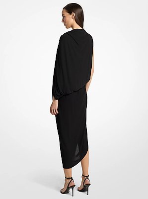 Stretch Matte Jersey Elliptical One-Shoulder Dress
