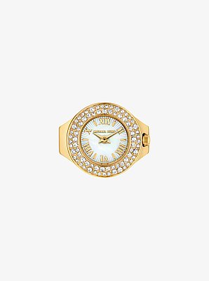 Montre de style bague Liliane de ton or &agrave; pav&eacute;
