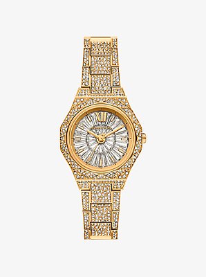 Mini Raquel Pav&eacute; Gold-Tone Watch