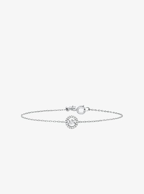 Bracelet &agrave; breloque logo &agrave; pierres pav&eacute;es