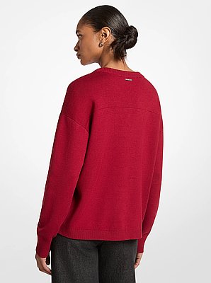 Embellished Logo Cotton Blend Sweater