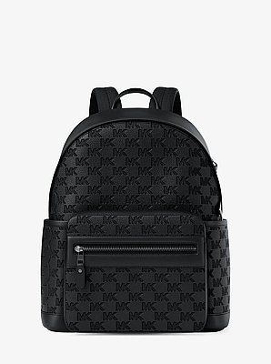 Jet Set Medium Logo Debossed Pebbled Leather Backpack