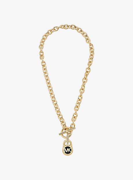 Pavé Lock Chain Link Necklace