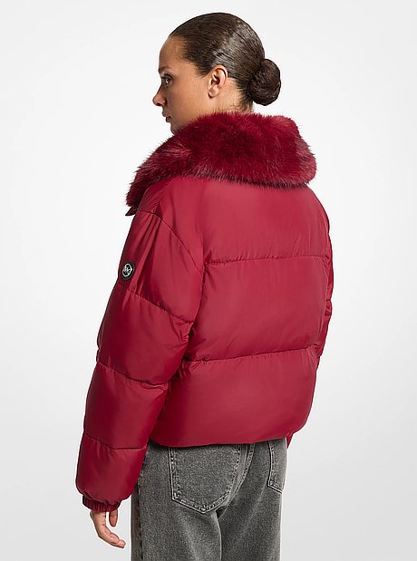 Chaqueta acolchada de sherpa con estampado de logotipo