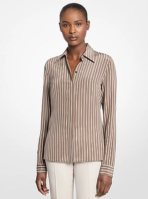 Hansen Striped Silk Crepe De Chine Shirt